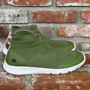 Spenco Yoga Stretch Shoes Womens Size 9.5 Green Knit Comfort Slip On Sneakers